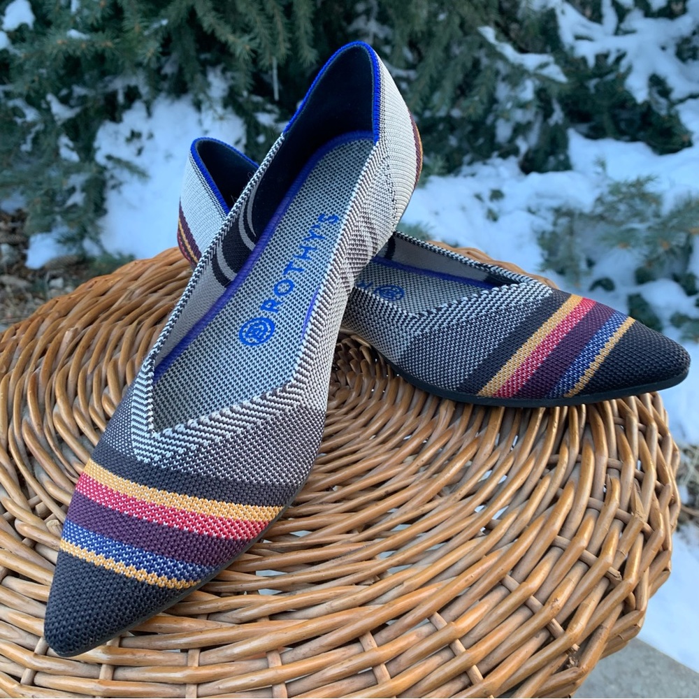 Rothys The Point Retired Rare Inverse Stripe Flats Women Size W9